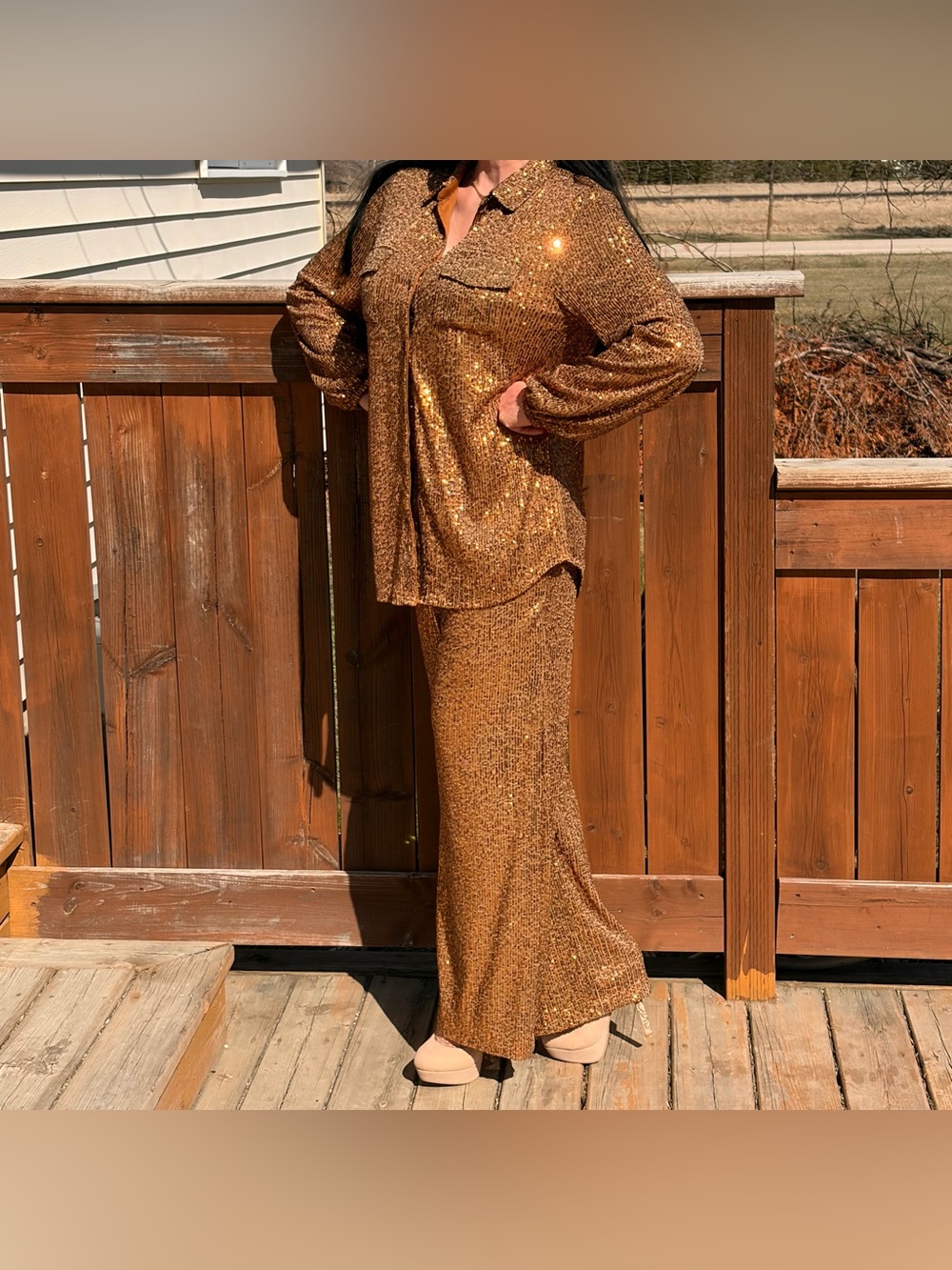 NWT - GUESS Gold Sequin Set